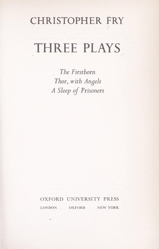 Cover of Three Plays by [author not identified]