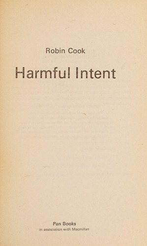 Cover of Harmful intent by Robin Cook