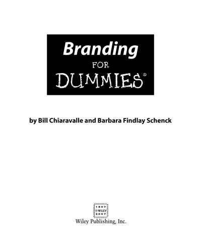 Cover of Branding for dummies by Bill Chiaravalle