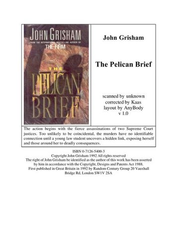 Cover of The Pelican Brief by John Grisham